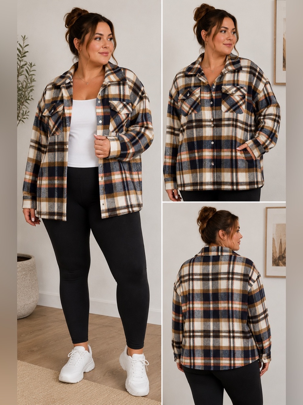 Women’s Plaid Oversized Shacket – Size XL
